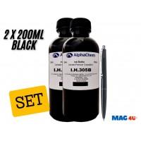 Pachet Flacon Cerneala AlphaChem Compatibil HP (305) 2x200ml 3YM61AE Negru  si pix Schneider