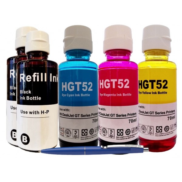 Pachet Flacoane Cerneala compatibila HP 2X GT53XL Black, 1X GT52 Cyan, 1X GT52 Magenta, 1X GT52 Yellow, 36000 pagini, un-box AlphaChem si Pix Schneider