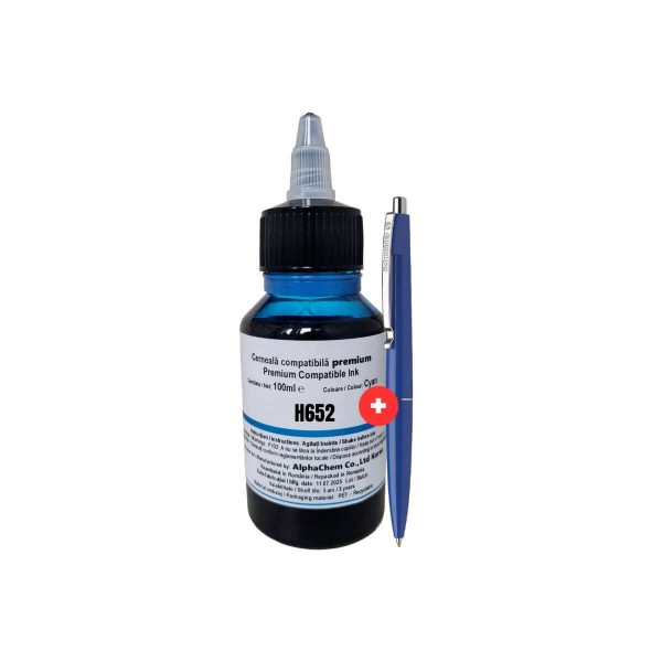 Set Flacon Cerneala AlphaChem Compatibil HP652 1x100ml F6V24AE Cyan cu Pix Schneider