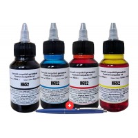Set Flacon Cerneala AlphaChem HP652 1x100ml F6V25AE Negru + 1x100ml F6V24AE Cyan + 1x100ml F6V24AE Magenta + 1x100ml F6V24AE Galben cu Pix Schneider