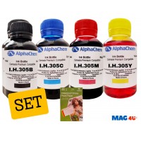 Set 5buc Flacon Cerneala AlphaChem HP 305, 2x100ml, 3YM61AE Negru, 1x100ml, 3YM60AE Cyan, 1x100ml, 3YM60AE Magenta, 1x100ml, 3YM60AE Galben, hartie foto yesion 180g 20coli
