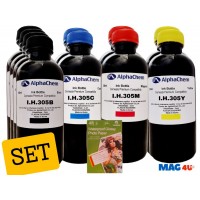 Set 10buc Flacon Cerneala AlphaChem HP 305, 4x200ml, 3YM61AE Negru, 2x200ml, 3YM60AE Cyan, 2x200ml, 3YM60AE Magenta, 2x200ml, 3YM60AE Galben, hartie foto yesion 180g 120coli