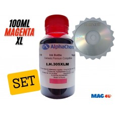 Flacon Cerneala AlphaChem Compatibil HP 305XL, 1x100ml, 3YM63AE Magenta,1xCDR Maxell cu plic