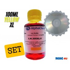 Flacon Cerneala AlphaChem Compatibil HP 305XL, 1x100ml, 3YM63AE Galben,1xCDR Maxell cu plic