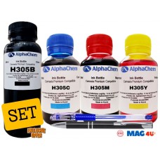 Set Flacon Cerneala AlphaChem Compatibil HP305 1x250ml 3YM61AE Negru + 1x100ml 3YM60AE Cyan + 1x100ml 3YM60AE Magenta + 1x100ml 3YM60AE Galben cu Pix CNX201 si Pix CNX226