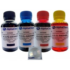 Set Flacon Cerneala AlphaChem Compatibil Canon 1x100ml PG-545 Negru, 1x100ml CL-546C Cyan, 1x100ml CL-546M Magenta, 1x100ml CL-546Y Galben, 4buc Cdr Maxell cu plic