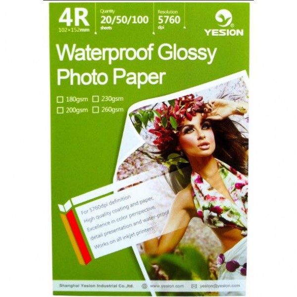 Hartie FOTO YESION 4R ( 10x15 ) Waterproof Glossy single side 260g/mp 20 coli/pachet