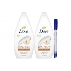 Set Dove Gel de Dus pentru Femei Gentle Pamper Shea Butter & Vanilla 2 x 450 ml - 0% Sulfate SLES + 2 x Pix Radius Zanzi