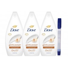 Set Dove Gel de Dus pentru Femei Gentle Pamper Shea Butter & Vanilla 3 x 450 ml - 0% Sulfate SLES + 3 x Pix Radius Zanzi