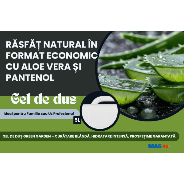 Gel de Duș Hidratant Green Garden 5 Litri – Răsfăț Natural, Curățare Blândă și Refacerea Barierei Hidrolipidice