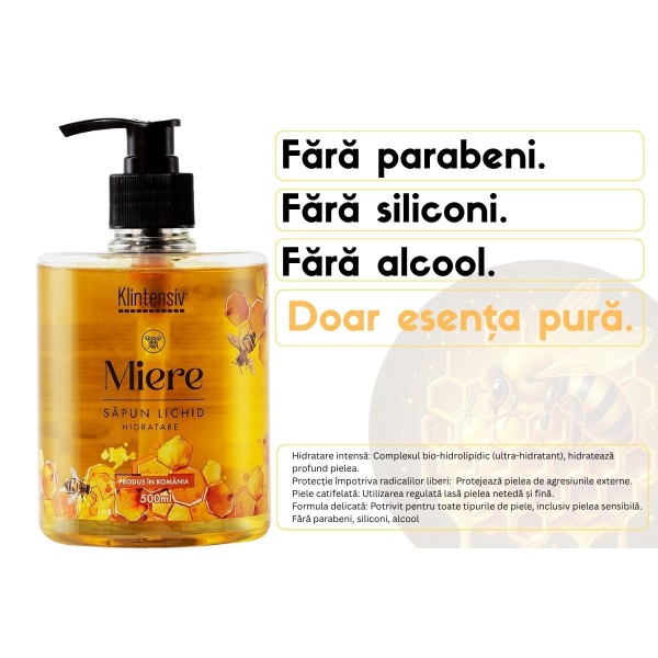 Săpun Lichid cu Miere 500 ml – Curățare Delicată și Hidratare Naturală, pentru Mâini Fine și Catifelate