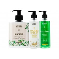 Set Cadou Dimineață Aromata – Sapun Lichid Iasomie 500 ml, Gel de Dus Summer Garden 400 ml, Sampon Anti-Cadere 400 ml – Aroma Florala si Parfum Persistent