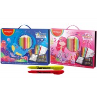 Set 2 x Kit Creativ Keyroad (Ocean KR972879 + Mica Sirena KR972160) + 2 Textmarkere Solid Amos Non-Toxic - 130 Piese pentru Desen, Colorat si Activitati Creative
