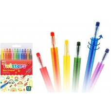 Set Creioane Cerate Amos Twister RC12PST, 12 Culori + Pix Schneider - Creioane Cerate Retractabile pentru Desen, Colorat si Activitati Creative