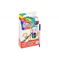 Set Creioane Cerate Fiorello Jumbo, Triunghiulare, 12 Culori + Pix Radius Zanzi - Creioane Cerate Non-Toxice pentru Desen, Colorat si Activitati Creative