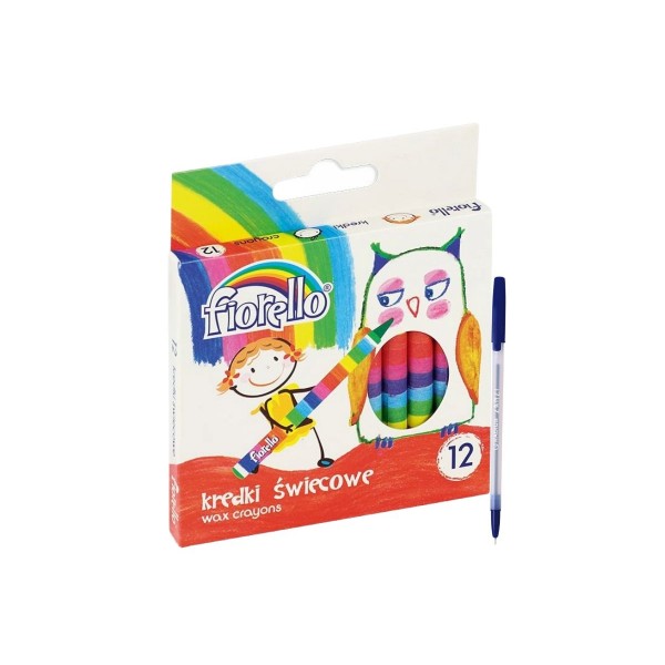 Set Creioane Cerate Fiorello, 12 Culori + Pix Radius Zanzi - Creioane Cerate Non-Toxice pentru Desen, Colorat si Activitati Creative