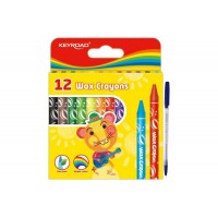 Set Creioane Cerate Keyroad KR971303, 12 Culori + Pix Radius Zanzi - Creioane Cerate Non-Toxice pentru Desen, Colorat si Activitati Creative
