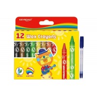 Set Creioane Cerate Keyroad Jumbo KR971305, 12 Culori + 2 Pixuri Radius Zanzi - Creioane Cerate Jumbo Non-Toxice pentru Desen, Colorat si Activitati Creative