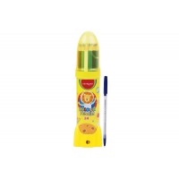 Set Creioane Colorate Keyroad, Triunghiulare, 24 Culori, Tub Metalic Tip Racheta cu Ascutitoare Integrata + Pix Radius Zanzi