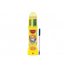 Set Creioane Colorate Keyroad, Triunghiulare, 24 Culori, Tub Metalic Tip Racheta cu Ascutitoare Integrata + Pix Radius Zanzi