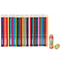 Set Creioane Colorate Keyroad, Triunghiulare, 36 Culori + Textmarker Solid Amos Non-Toxic - Creioane Colorate pentru Desen si Activitati Creative
