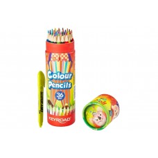Set Creioane Colorate Keyroad, Triunghiulare, 36 Culori + Textmarker Solid Amos Non-Toxic - Creioane Colorate pentru Desen si Activitati Creative