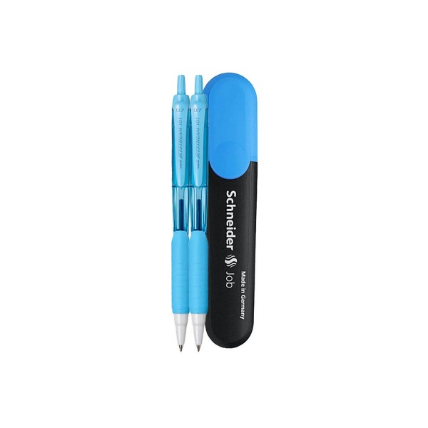 Set 2 Pixuri Jetstream UNI SXN-101FL, 0.7mm, Scriere Albastra, Grip Confortabil, Mecanism Retractabil, Corp Aqua si Textmarker Schneider