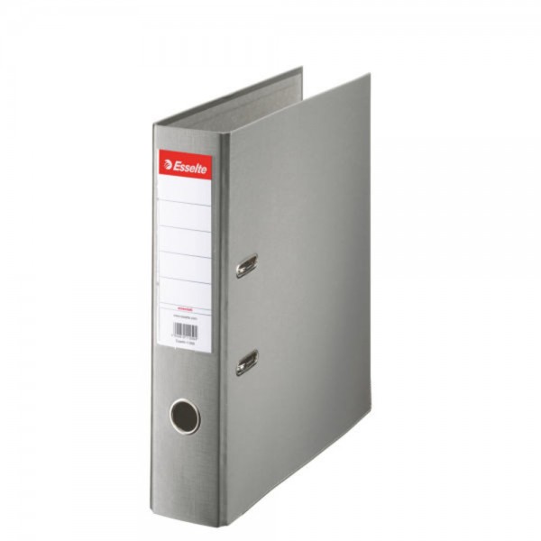 Biblioraft ESSELTE Economy, A4, plastifiat PP, margine metalica, 75 mm - gri