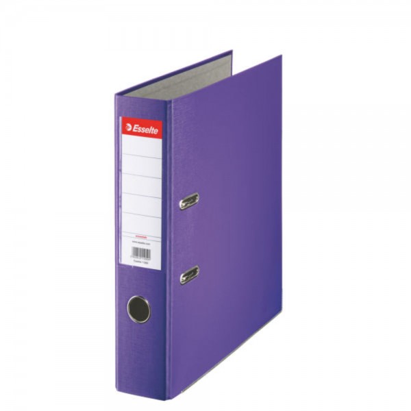 Biblioraft ESSELTE Economy, A4, plastifiat PP, margine metalica, 75 mm - mov