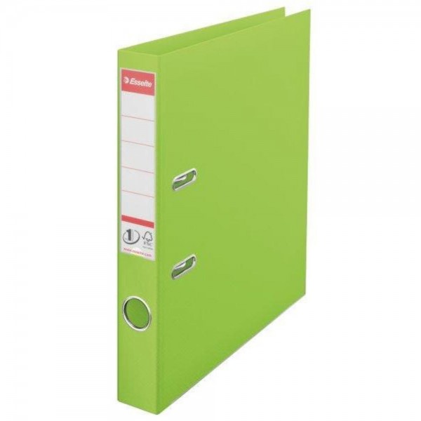 Biblioraft ESSELTE No. 1 Power, A4, plastifiat PP/PP, margine metalica, 50 mm - Vivida verde