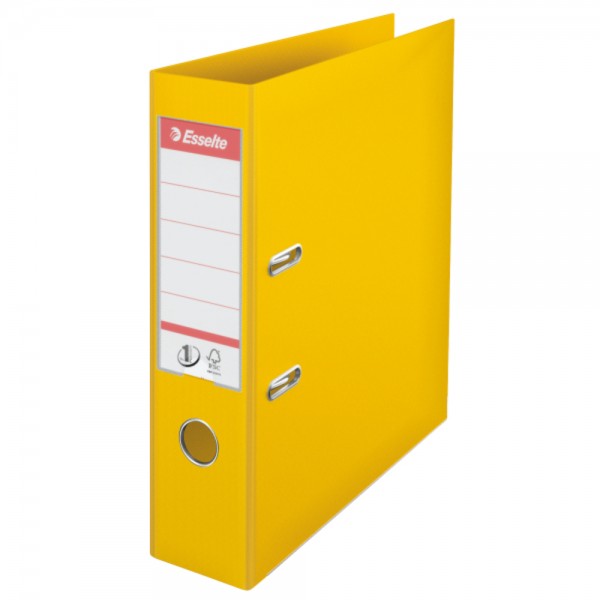 Biblioraft ESSELTE No. 1 Power, A4, plastifiat PP/PP, margine metalica, 75 mm - galben