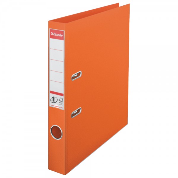 Biblioraft ESSELTE No. 1 Power, A4, plastifiat PP/PP, margine metalica, 50 mm - portocaliu