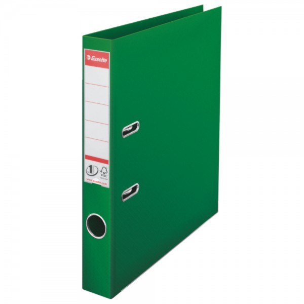 Biblioraft ESSELTE No. 1 Power, A4, plastifiat PP/PP, margine metalica, 50 mm - verde