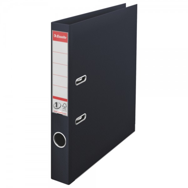 Biblioraft ESSELTE No. 1 Power, A4, plastifiat PP/PP, margine metalica, 50 mm - Vivida negru