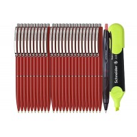 Set Premium - 25 Pixuri Schneider cu mecanism retractabil - Roșu, Scriere Albastra, Pix Jetstream si Textmarker Schneider