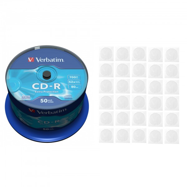CD-R disc Verbatim 700MB/80minute 52x spindle EXTRA PROTECTION 50 bucati cu 50 plicuri
