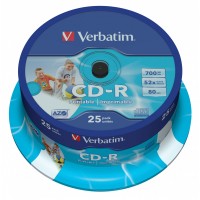 CD-R disc Verbatim 700MB/80minute 52x spindle printabil AZO 25 bucati id-brand