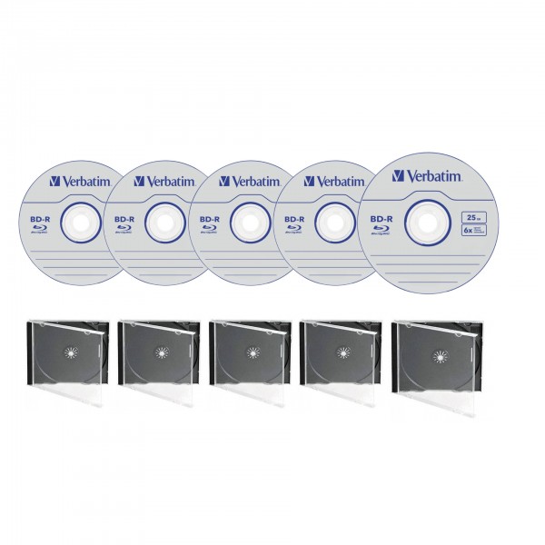 Blu-ray disc Verbatim 25GB 6x HardCoat 5 discuri cu 5 carcase jewel