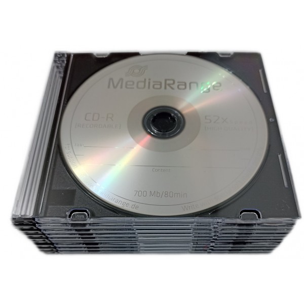 CD-R 10 discuri MediaRange 700MB/80minute 52x cu 10 carcase slim