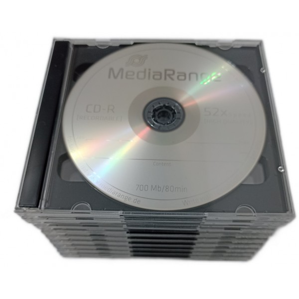 CD-R 20 discuri MediaRange 700MB/80minute 52x cu 10 carcase JEWEL CASE dubla