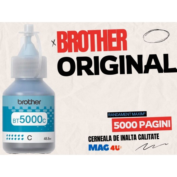 Flacon cerneala Brother Original BT5000C Cyan 5000 Pagini Compatibil Brother DCP si MFC Series