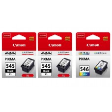 Pachet Cartuse Cerneala Original Canon 2x PG-545XLB Negru, 1x CL-546 Color, 38 ml si pix Schneider