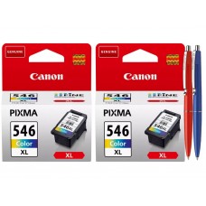 Pachet Cartuse Cerneala Original Canon 2x CL-546XL Color 26 ml si pix Schneider