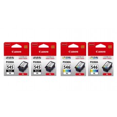 Pachet Cartuse Cerneala Original Canon 2x PG-545XLB Negru, 2x CL-546XL Color, 56 ml si pix Schneider