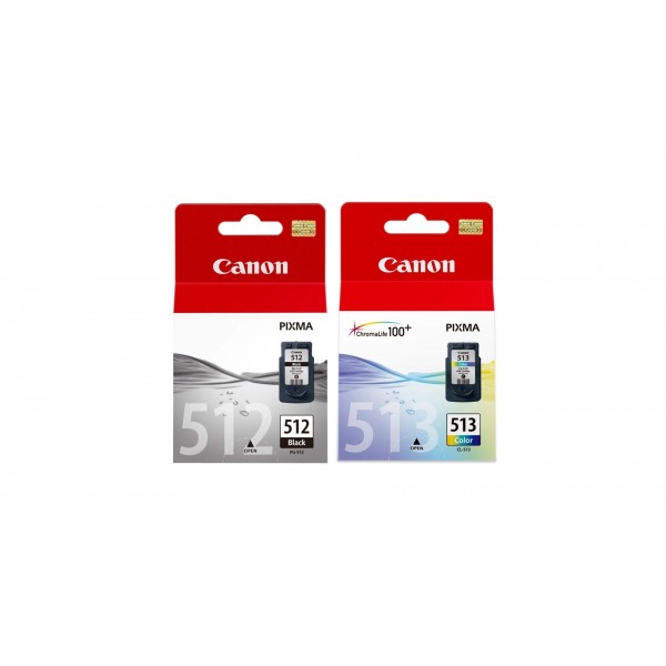 Pachet Cartuse Cerneala Original Canon 1x PG-512B Negru, 1x CL-513 Color, 28 ml si pix Schneider
