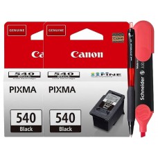 Set Cartuse Cerneala Original Canon 2xPG-540B Negru, 16 ml, 360 pagini, Pix Jetstream si Textmarker Schneider