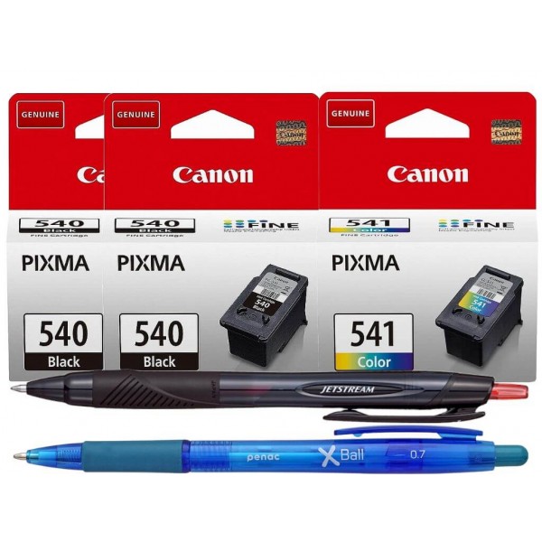 Set Cartuse Cerneala Original Canon 2xPG-540B Negru, 1xCL-541 Color, 24 ml, 540 pagini, Pix Jetstream si Pix Xball