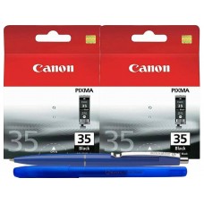 Pachet Cartuse Cerneala Original Canon 2x PGI-35B Negru 18.6 ml si pix Schneider