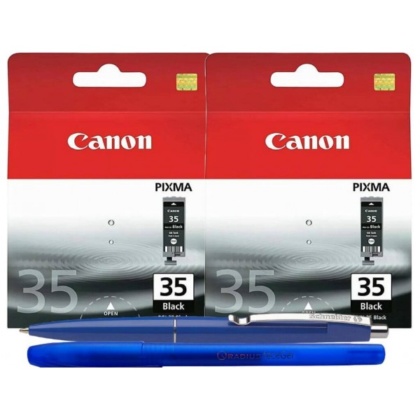 Pachet Cartuse Cerneala Original Canon 2x PGI-35B Negru 18.6 ml si pix Schneider