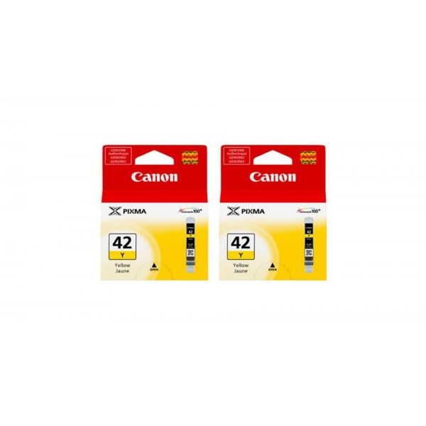 Pachet Cartuse Cerneala Original Canon 2x CLI-42Y Galben 26 ml si pix Schneider